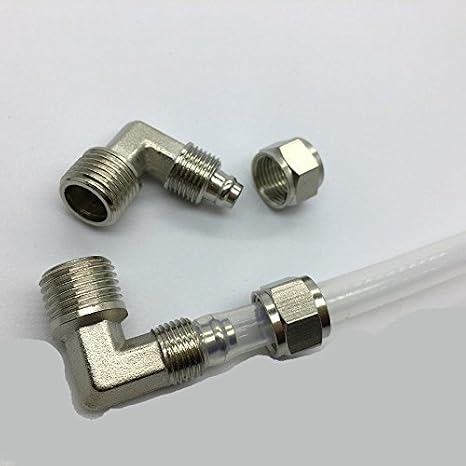 Pneumatic Quick Connector Fitting 1/4" BSP BSPP X 5/16" or 8mm OD and 1/4" or 6mm ID Tube 90 Degree Elbow