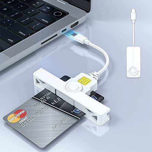 Type C CAC Reader, DOD Military USB C Common Access CAC Card Reader, USB C Smart Card Reader PIV CAC Reader Credit Card Reader Compatible with Windows, Mac OSMini Fold and Portable Type C
