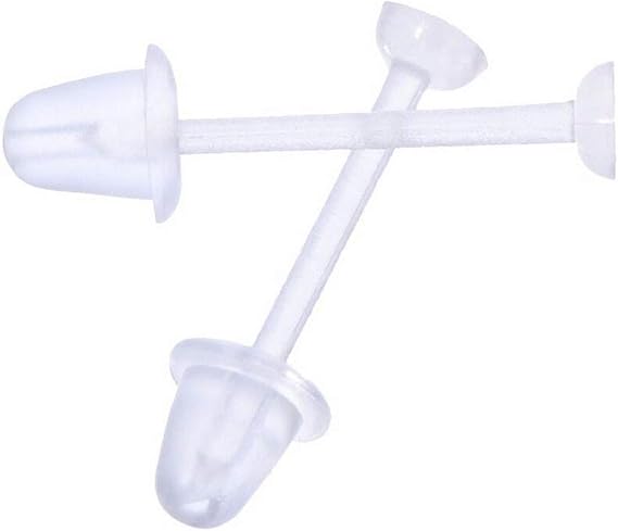 EARRING STUD SETTINGS + EARNUTS 3mm ALLERGY FREE CLEAR PLASTIC