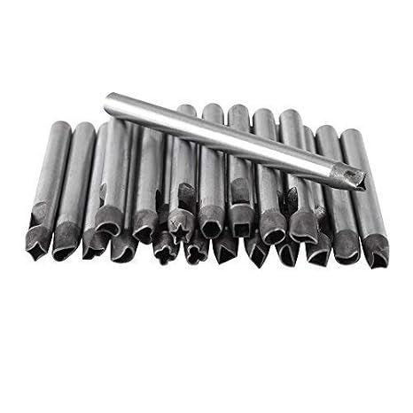 20Pcs Leather Hollow Punch Set, 5mm Carbon Steel Flower Punch Hole Tool, Leather Punch Tool Set Hollow Decorative Punch Set, for Wallet/ Belt Decoration