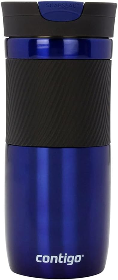 Contigo Byron Snapseal Travel Mug, Stainless Steel Thermal mug, vacuum flask, leakproof tumbler, coffee mug with BPA free Easy-Clean Lid, 470 ml, Deep Blue