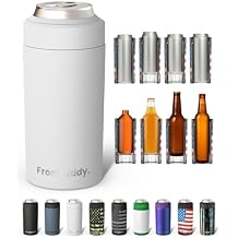 Frost Buddy Universal Buddy Can Cooler - Fits All - For Regular 12 & 16 oz or Slim-Size Bottles - Insulated Double -Walled Stainless Steel All white