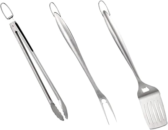 Stainless Steel BBQ Tool Set with Spatula Fork Clip