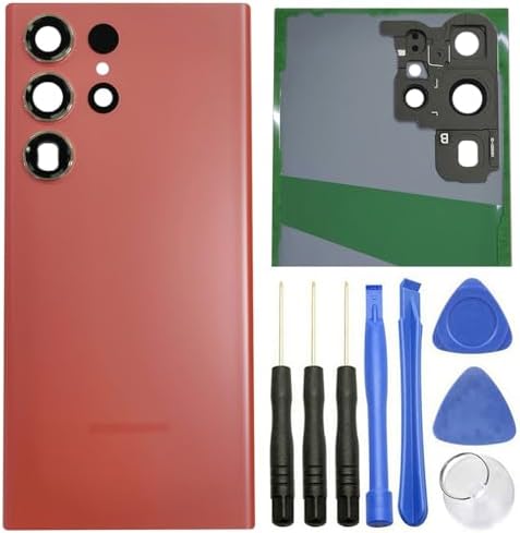 ubrokeifixit Galaxy S23 Ultra SM-S918W Rear Back Glass Door Cover Replacement for Samsung Galaxy S23 Ultra SM-S918U1 S918U S918W 6.8 2023,wCamera Lens S23 Ultra-Red
