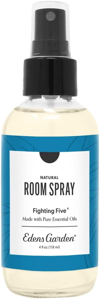 Edens Garden Fighting Five Natural Room & Linen Spray – 100% Pure Essential Oil Room Mist for Odor Removal & Plant-Powered Freshness – Non-Toxic, Long-Lasting Air Freshener for Home, 4 fl oz 118 ml