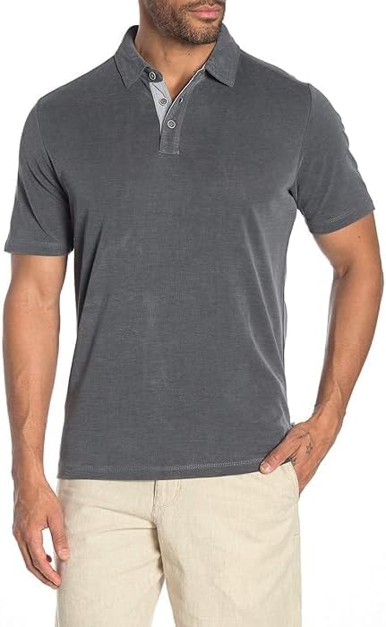 Tommy Bahama Shoreline Surf Polo Shirt Short Sleeve Golf Shirts (Large, Jet Black)