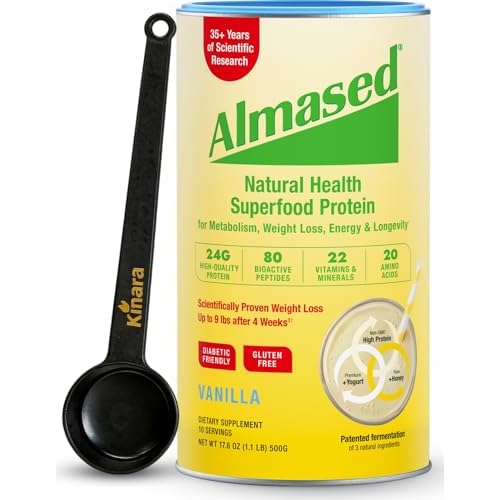 Almased Vanilla Protein Powder for Women & Men - Gluten-Free Meal Replacement Powder Supports Weight Loss & Muscle Retention - Low-Glycemic High Plant Based Protein Shake - 17.6 oz 1 Pack