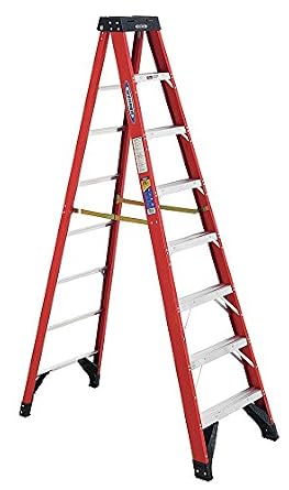 Werner Stepladder,Fiberglass,8 ft. H,375 lb Cap (6308)