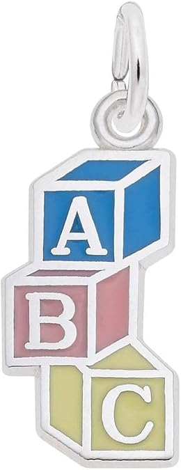 Reeds Sterling Silver ABC Baby Blocks Flat Charm