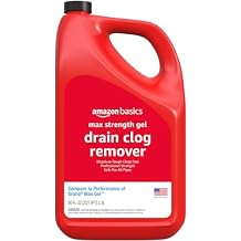 Amazon Basics Max Strength Drain Cleaner Gel, Hair Clog Remover, Dissolves Grease, Safe on All Pipes, 80 Fl Oz
