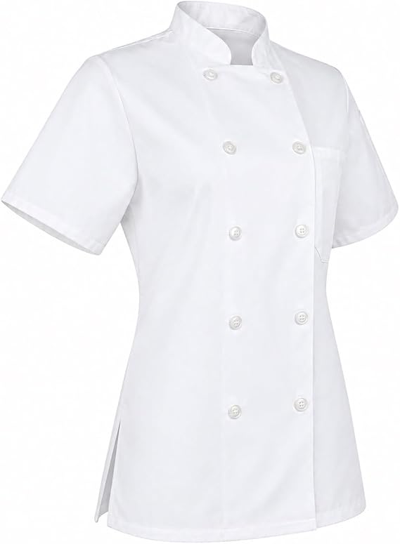 ChefsCloset Women's Short Sleeve Classic 10 Button Chef Coat