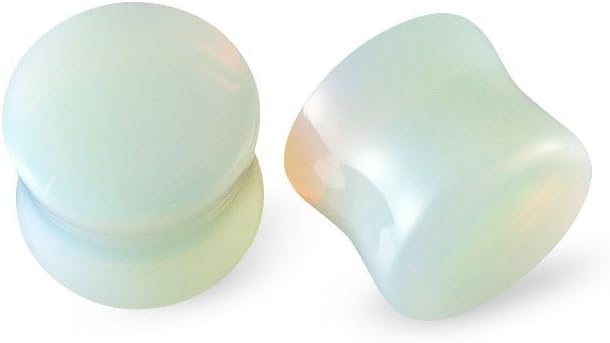 Pair Moonstone Pyrex Glass Plugs 7/16 inch 11mm