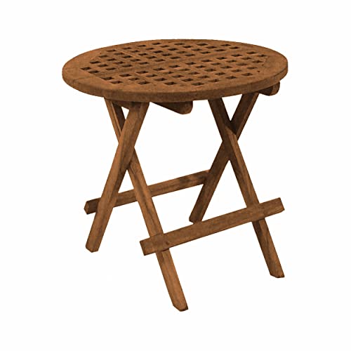 SeaTeak Wooden Round Folding Table, 20 Square, 20 High, 100% Solid Teak Wood, Weather Resistant, Perfect for Boats, Spas or Bathrooms, Hand Sanded and Finished