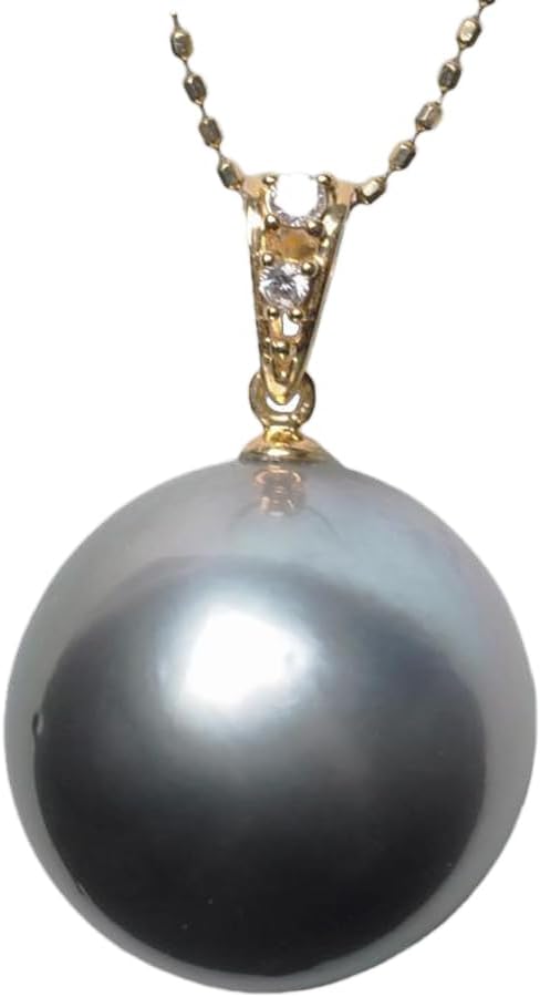 K.jewel K18 Tahitian Pearl Pendant, 0.6 inch 14 mm, Up, Fancy Color, Black Butterfly Pearl, 18K Yellow Gold, Unique, Large, Large Bead, Gift, Everyday Use, Formal, Casual, Made in Japan, 1 Piece