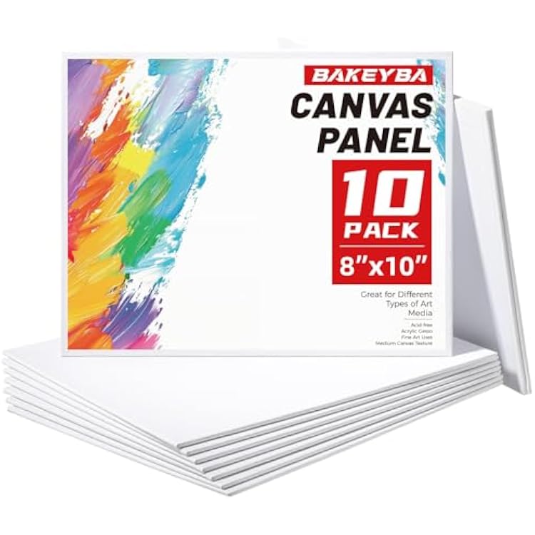 Canvas Boards 10 Pack, 8x10 Inch Painting Canvas Panels, 100% Cotton White Blank for Painting, Art Supplies Paint for Acrylics Oil Watercolor Tempera