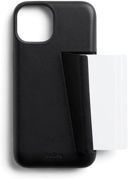 Bellroy Phone Case for iPhone 14 Plus with Card Holder (Leather iPhone Cover, Soft Microfiber Lining) - Black