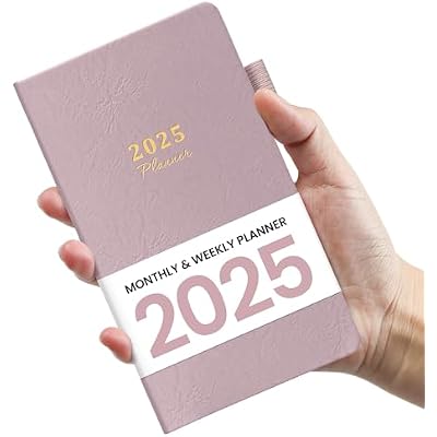 2025 Pocket Planner, Weekly and Monthly Planner Runs from Jan 2025 to Dec 2025, Hardcover 2025 Calendar Planner Book with Tabs, Inner Pocket, Ideal for Office Home School Supplies, A6 Mini Size 3.8 x 6.6 - Purple Grey