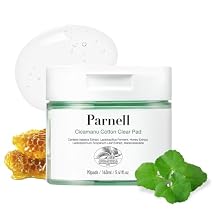 Parnell Cicamanu Cotton Clear Pad | Gentle Daily Exfoliating & Soothing Toner Pads for Sensitive Troubled Skin | Cica LHA PHA Ceramide HA Manuka Honey | Unbleached Biodegradable (90 Count)