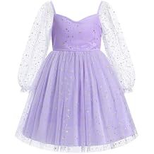 OBEEII Girls Birthday Party Long Sleeve Star Glitters Tulle Tutu Dress Sequins Bowknot Princess Pageant Christmas Dress