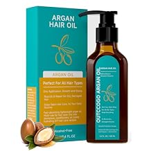 Outccogo Moroccan Argan Oil, Hair Oil for Frizzy Hair, Nourishing Smoothing for Frizz Control, Curly Long Dry Damaged Hair Treatment & Heat Protectant, 3.4 Fl Oz