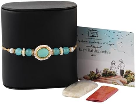 DECORATIVE BUCKETS | Rakhi for brother |Rakhi | Rakhi for bhaiya |Bhai Rakhis Combo with Greeting Card & roli chawal |rakshabandhan |Rakhis for Men | Blue