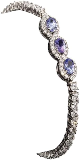 Stauer African Violet Tanzanite Bracelet, Violet Blue, Rhodium-finished .925 Sterling Silver, Women's, Elegant, Adult, 7 1/4 Length, 10 grams