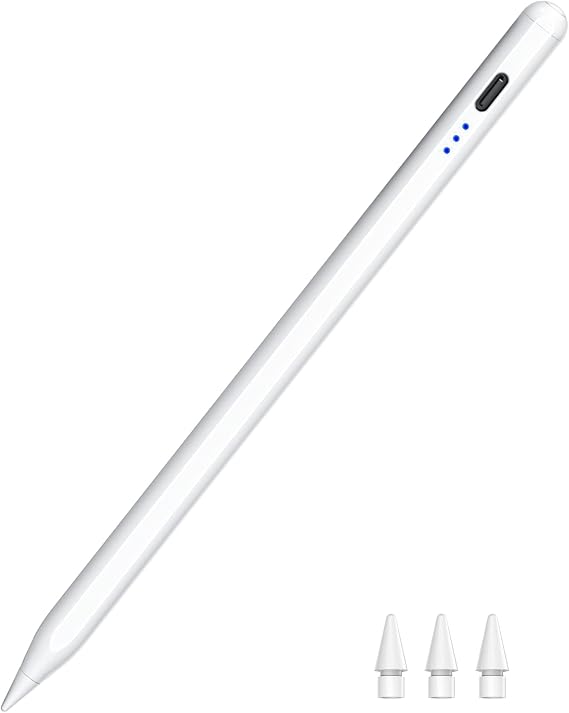 HATOKU Pencil 1. Nesil, Hızlı Şarj (USB-C) iPad Kalem, Eğimli ve Palm Rejection, Manyetik iPad Kalem, iPad Air 3/4/5, iPad Mini 5/6, iPad 6-10 Gen, iPad Pro 11"/12,9 inç ile Uyumlu