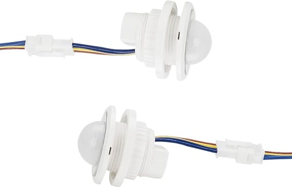 QDenglamp.Mini Motion Sensor Light Switch PIR Sensor Smart Detection Time Delay Adjustable Infrared Induction Detector for Strip LED Ceiling Lamp (5V-24V(2 Pack))