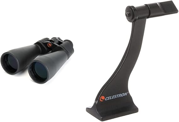 Celestron 71008 SkyMaster 25x70mm Porro Prism Binoculars with Multi-Coated Lens, BaK-4 Prism Glass and Carry Case, Black & 93524 Roof and Porro Binocular Tripod Adapter, Black