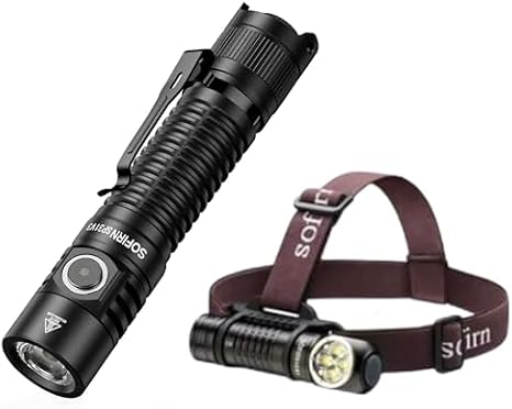 77outdoor [Bundle 2Pcs] Sofirn SP31 V3.0 Tactical Flashlight (Black) & HS41 Rechargeable Headlamp
