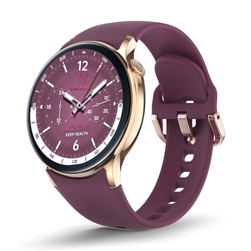Smart Watches with Call - 1.43 AMOLED Fitness Trackers with 247 Heart Rate SpO2 Sleep Monitor IP68 Waterproof 100 Sport Mode Watches for Women gift Compatible with iPhone Android Phones, Burgundy