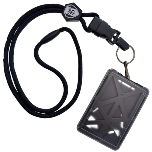 Top Loading Three ID Card Badge Holder with Heavy Duty Lanyard wDetachable Metal Swivel Clip by Specialist ID, Sold Individually One Holder  3 Cards Inside