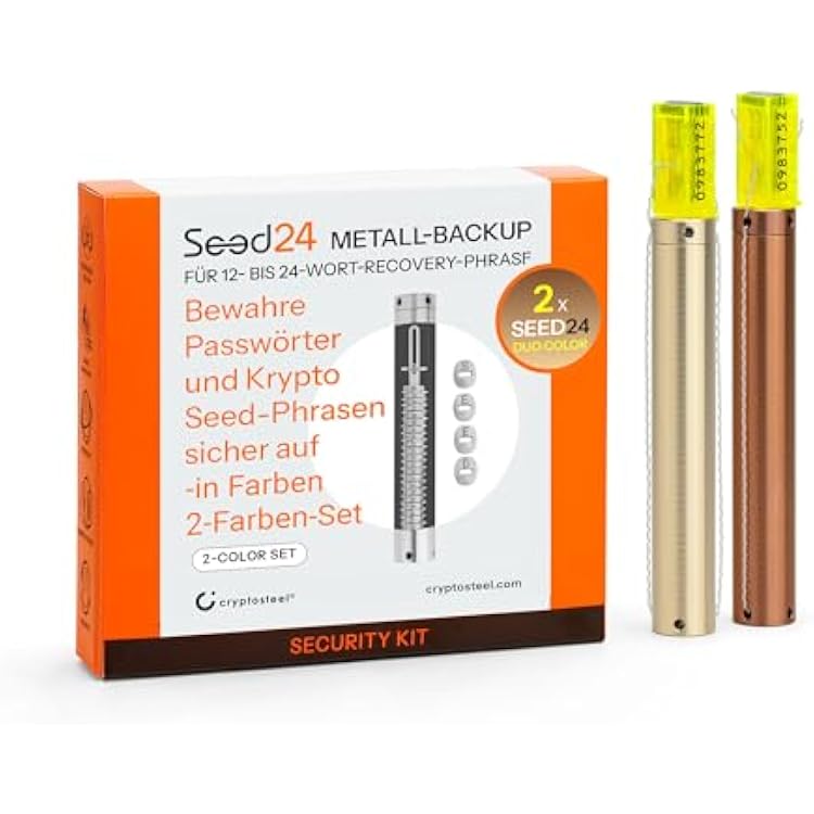 Cryptosteel Metal Backup - Seed24 DUO Security NEXT GEN | Secure 24-Word Seed Phrase & Private Keys | Stainless Steel, Tamper-Evident, Compatible with Ledger, Trezor, Coldcard dim oreblonde