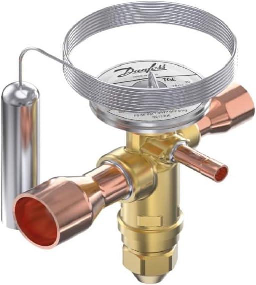 Danfoss 067N9409 12TR Thermostatic expansion valve, TGE, R22,R407C, 5/8x7/8 in Solder, ODF, 1/4 in Externally equalized, Bi-flow,22 to 60 F