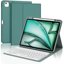 iPad Air 13 inch Case Keyboard (M3 2025 / M2 2024), Detachable Bluetooth Keyboard, Auto Sleep/Wake, Long Battery Life, Slim Cover with Pencil Holder for iPad 12.9 6th/5th/4th/3rd (2022-2018) - Green