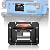for Wrangler JK Spare Tire Delete License Plate Frame with Illuminate & Third Brake Light Compatible with 2007-2018 Jeep Wrangler JK JKU, Rear Wheel Mount Licence Bracket Holder Relocation