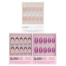 Glamnetic x GLAMZILLA Press-On Nails Bundle - GIVE 'EM GRACE, Berry Fizz & Caviar | Almond Fake French Tip Nails with Gold Glaze | Oval Magenta Nails with a Metallic Finish | Short Almond