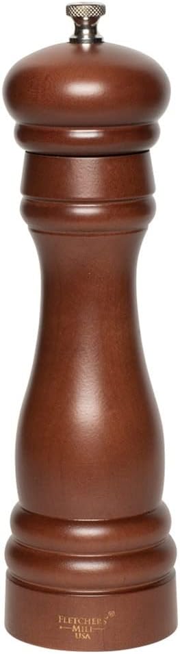 Fletchers' Mill Federal Salt Mill, Walnut Stain - 8 Inch, Adjustable Coarseness Fine to Coarse, MADE IN U.S.A.