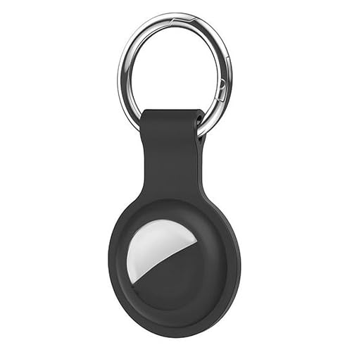 Coverzone AirTag Anahtarlıklı Silikon Kılıf A010 Darbeye Dayanıklı Kaybolmaya Karşı Tam Koruma Kolay Tak-Çıkar Apple AirTags ile Uyumlu Koruyucu Anahtarlık Siyah