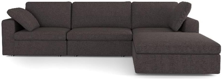ASHCROFT Tesla Modern Gray Fabric Living Room Modular Reversible Sofa