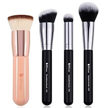 DUcare 4pcs Flat Top Foundation Brush, Foundation Brush& Concealer Brush& Blusher Brush Face Blush Bronzer Travel Buffing Stippling Contour