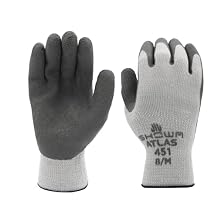 SHOWA 451 Insulated Work Gloves, Latex Coated Work Gloves with Rough Grip, Work Gloves for Winter Construction & Outdoor Work, Grey, Small, 12-Pack