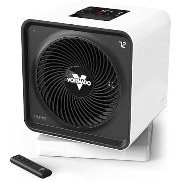 Vornado Velocity CUBE 5 OSC Whole Room Space Heater with 70o Oscillation, Remote Control, Vortex Heat Circulation, LED Touch Controls, 1-12 Hour Timer, Advanced Safety, Auto-Climate Control, White