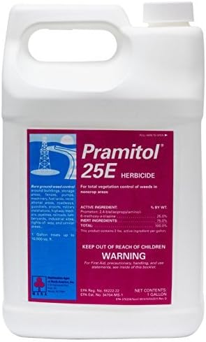 Pramitol 25e Bare Ground Herbicide 1 Gallon Non-selective Herbicide Prometon 25% NOT FOR SALE TO: CA; DC; AK; HI