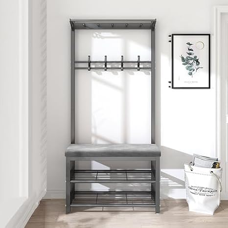 Shoe Storage Cabinet Cabinet Hallway Slim Cupboard Cupboard Corridor Slimline Industrial Coat Rack with Shoe Storage Bench Freestanding Hall Tree Entrance Unit with Hooks & Shelves