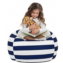 Stuffed Animal Storage Bean Bag Chair Cover Only for Kids Girls Toddler, Large Beanbag Chair Without Filling for Organizing Children Soft Plush Toys