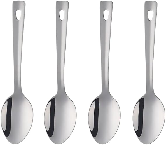 9.6inch Serving Spoons Set of 4, Stainless Steel Buffet Banquet Spoon,Long Handle Serving Spoons for Catering, Kitchen Dishwasher safe (Silver)