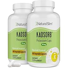 NaturalSlim Natural Potassium Citrate Gluconate 99 mg - Kadsorb Supports Electrolyte Balance & Normal pH - Absorbable Potassium Supplements with Essential Minerals - Non GMO 400 Capsules 2 Pack