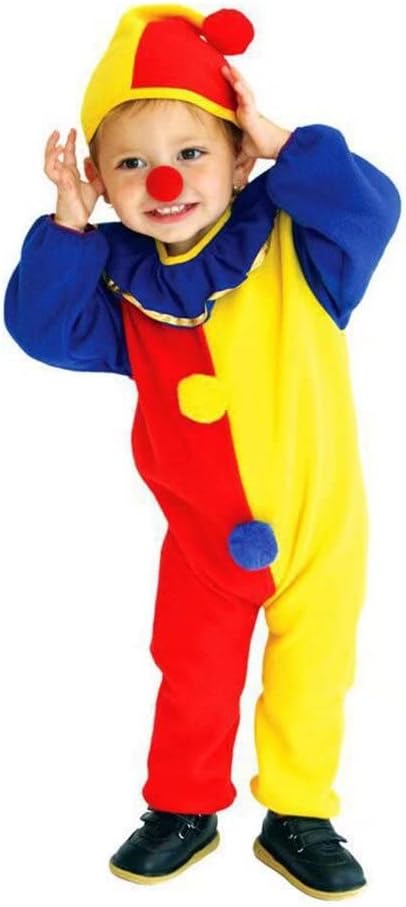 QIAONIUNIU Halloween Child's Clown Costume Kids Baby Jumpsuits Toddlers Dress Up with Clown Nose and Clown Hat