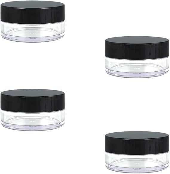 Empty Sample Pots, 4 Pcs Empty Plastic Cosmetic Jars, Clear Travel Cosmetic Container, Mini Cosmetic Containers, for Face Creams, Sample, Make-Up